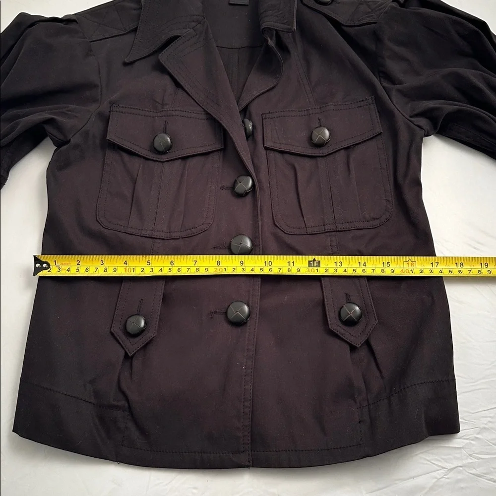 Marc by Marc Jacobs black gathered puff sleeve belted safari style blazer jacket